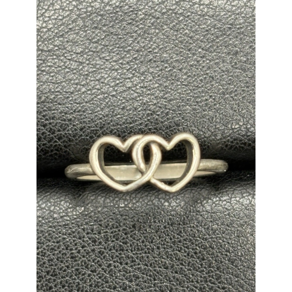 James Avery Sterling Silver Double Heart Ring Size 7.75 H7